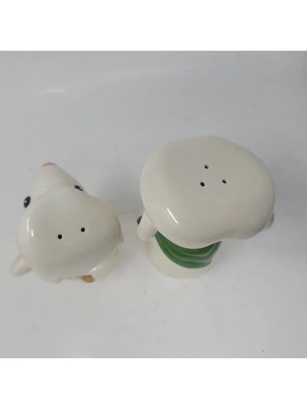 Vintage Ceramic Chef Mice Salt and Pepper Shakers Spoon and Cheese Figures